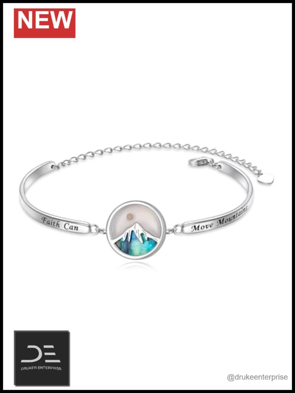 Faith of a Mustard Seed Bracelet 925 Sterling Silver Adjustable Abalone Shell